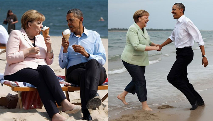 People are surprised to see Barack Obama and Angela Merkel together on the sea, what is the matter?