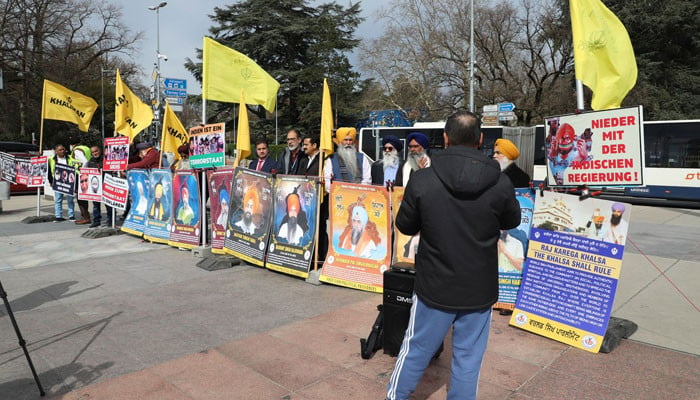 Protest of the Sikh community in front of the headquarters of the United Nations Human Rights Council