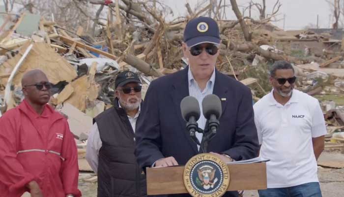 The US president called the storm-ravaged area 