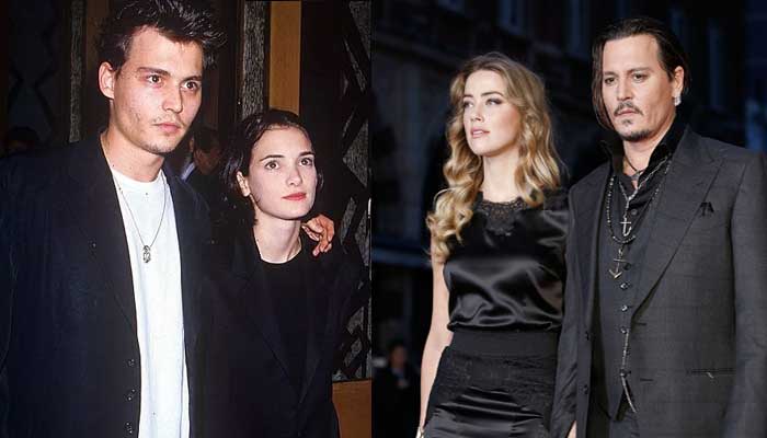 Right: Johnny Depp and Amber Heard, Left: Johnny Depp and Lori Ellison