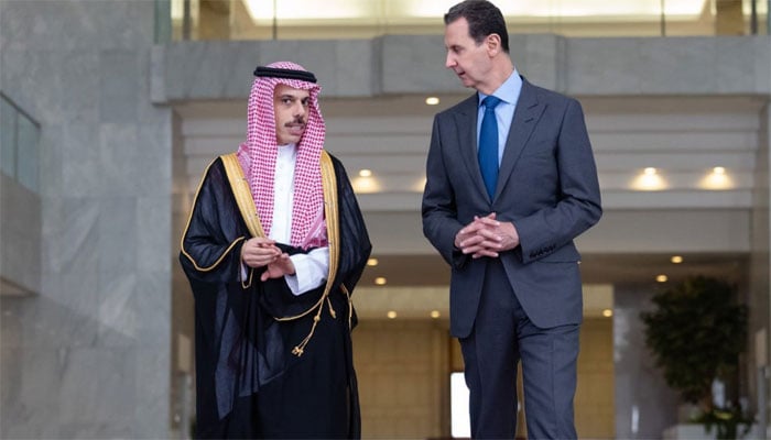 Saudi Foreign Minister Prince Faisal arrived in Damascus, welcomed by President Bashar al-Assad Saudi Foreign Minister Prince Faisal arrived in Damascus, welcomed by President Bashar al-Assad