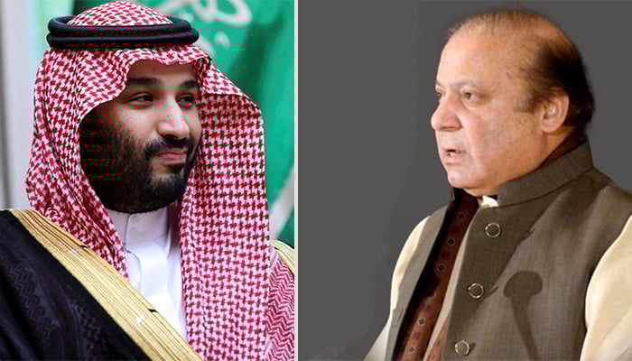 Nawaz Sharif meeting with Saudi Crown Prince Mohammed bin Salman —File photo