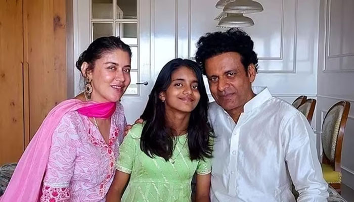 Beautiful photo of Manoj Bajpayee with his wife and daughter