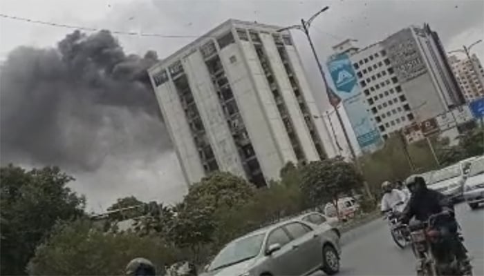 The fire in the building on Shaara Faisal was brought under control Photo courtesy of Twitter