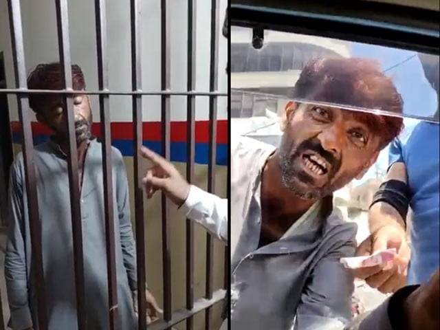 Karachi: A parking mafia operative who threatened a citizen was arrested Photo: Screen grab