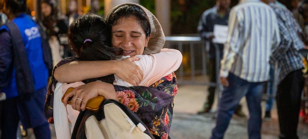 Afghan girls arrive in Rwanda to continue their education.