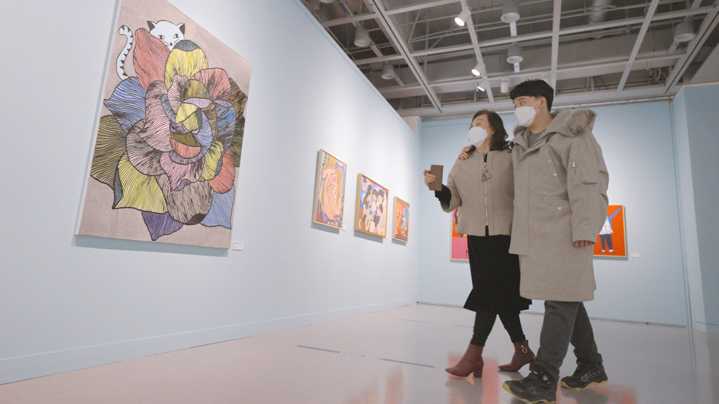 An art exhibit in Seoul, Republic of Korea. An art exhibit in Seoul, Republic of Korea.