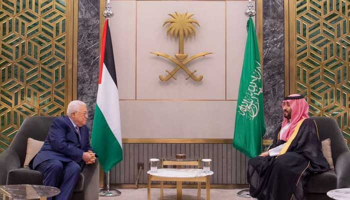 Palestinian President Mahmoud Abbas meets Saudi Crown Prince