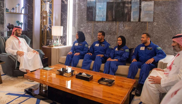 Prince Mohammed bin Salman meeting with Saudi astronauts