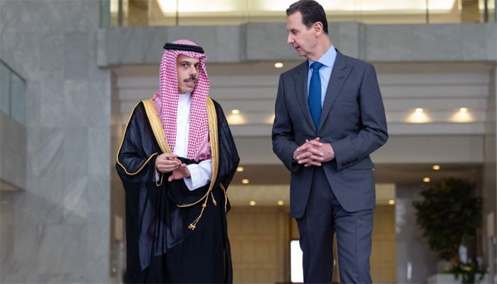 Saudi Foreign Minister Prince Faisal arrived in Damascus, welcomed by President Bashar al-Assad