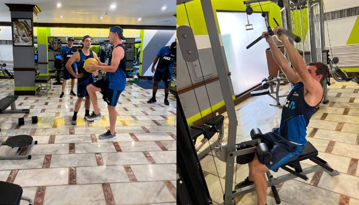 The gym session of the New Zealand team on the second day of arrival in Pakistan