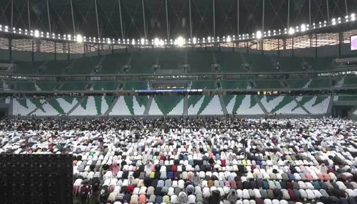 Thousands of people offered Eid prayers in Qatar's football stadium