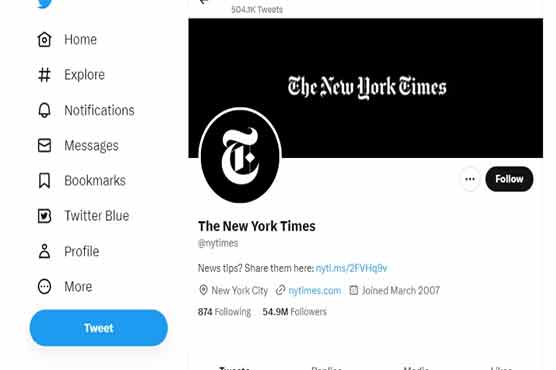 Twitter removed the blue tick of "The New York Times".