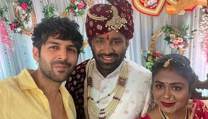 Kartik Aaryan attends his bodyguard's wedding Photo courtesy of Instagram
