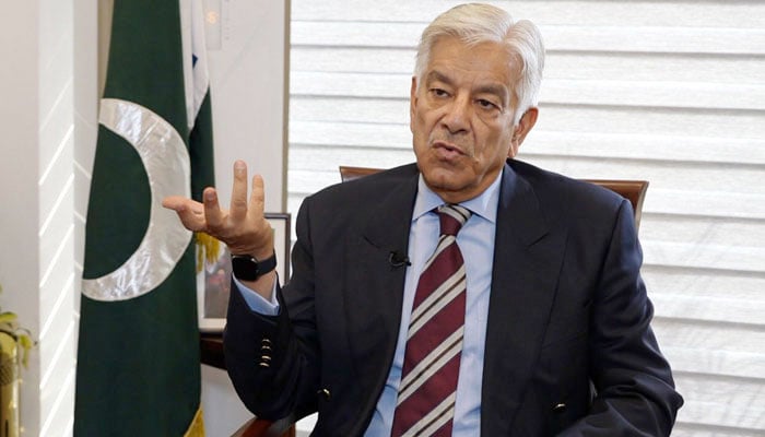 PTI has sent a notice of damages to Defense Minister Khawaja Asif File photo
