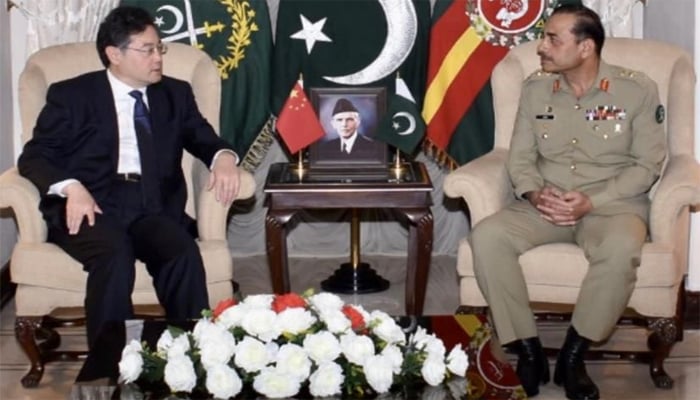 Chinese Foreign Minister Qin Gang met Pakistan Army Chief General Asim Munir at Army House Rawalpindi.