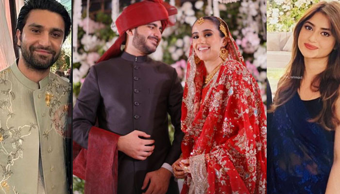 Sajal Ali and Ahad Raza Mir's attendance at the same wedding has left fans in a tizzy