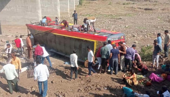 15 killed as bus falls off bridge in Madhya Pradesh Photo courtesy of Indian Media