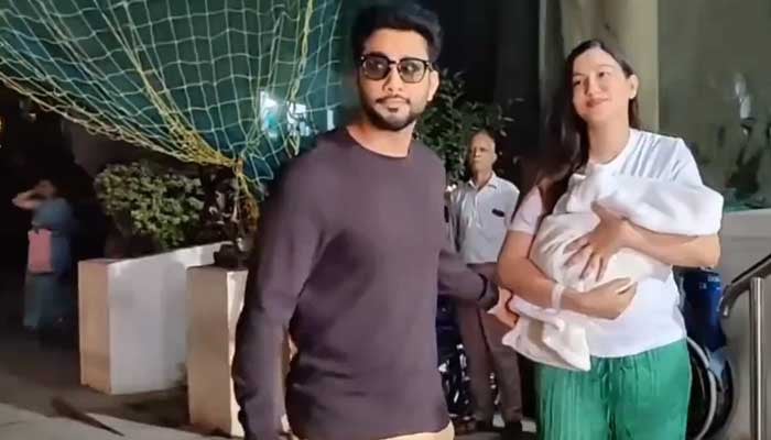 Zayed Darbar and Gohar Khan with their newborn son in public for the first time