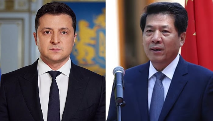 Visit of the Chinese Special Envoy to Ukraine Chinese Special Envoy for Eurasian Affairs Li Hui and Ukrainian President Volodymyr Zelensky—file photo
