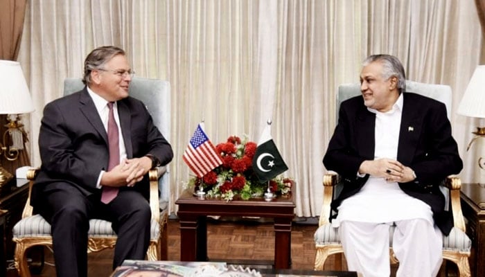 Meeting of US Ambassador Donald Bloom with Ishaq Dar, discussion on economic and trade relations Meeting of US Ambassador Donald Bloom with Ishaq Dar, discussion on economic and trade relations