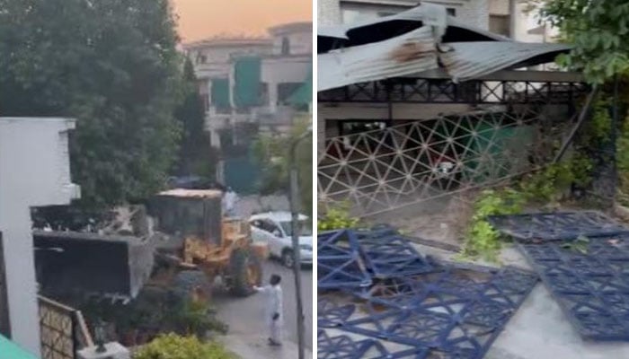 Islamabad administration demolished a part of Ali Nawaz Awan's house, PTI Islamabad administration demolished a part of Ali Nawaz Awan's house, PTI