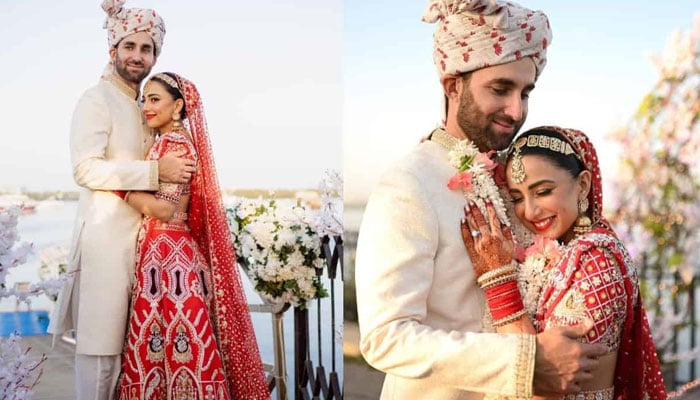 How did Ushna Shah meet her husband Hamza Amin? Collage courtesy of Social Media