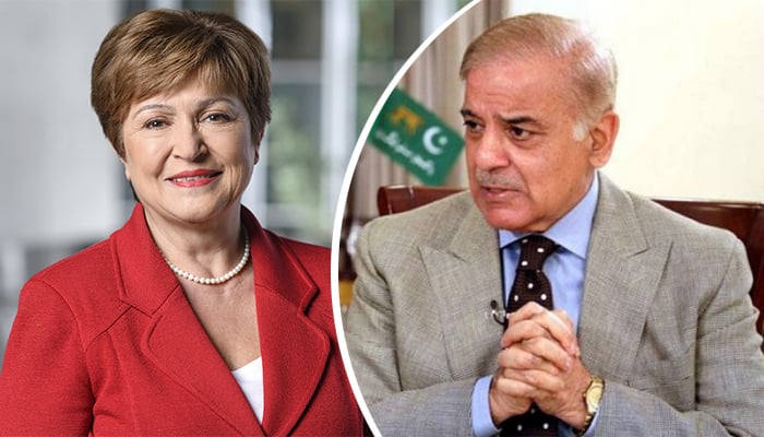 Prime Minister Shahbaz Sharif sought help from MDIMF Kristalina Georgieva Prime Minister Shehbaz Sharif and IMF MD Kristalina Georgieva—file photo