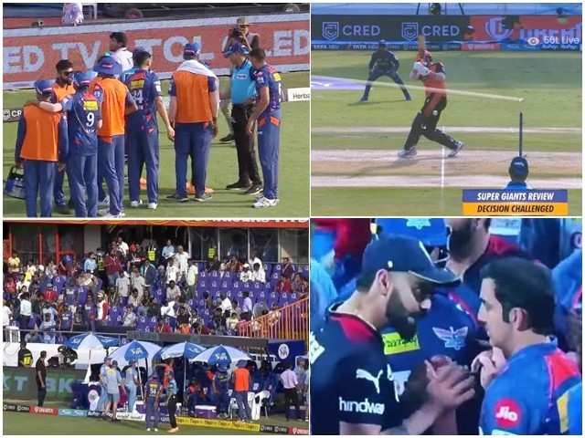 IPL Controversy; Fans hurled nut bolts at the camp in Lucknow Cricket fans chanting Kohli Kohli, the management had to stop the match (Photo: Screen Short)