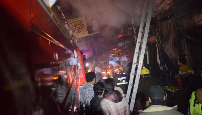 A fire broke out in a paint shop and store in Lahore