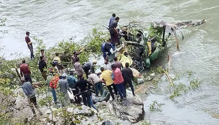 Indian army helicopter crashed in Kishtwar district of Occupied Kashmir