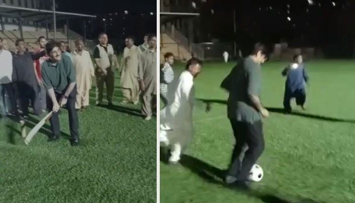 Sindh Chief Minister played cricket and football at Kukri Ground