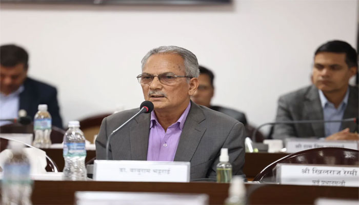 Indian Parliament, 'United India' map on the wall, Nepali politician expressing concerns Former Nepali Prime Minister Babu Ram Battaroy is among the objectors.