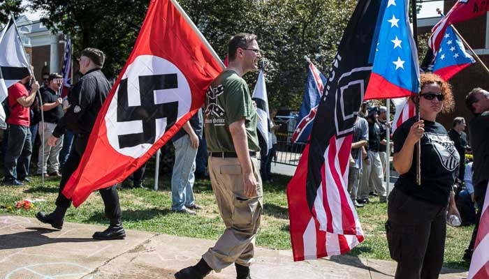White nationalist and neo-Nazi activists are present at the rally.