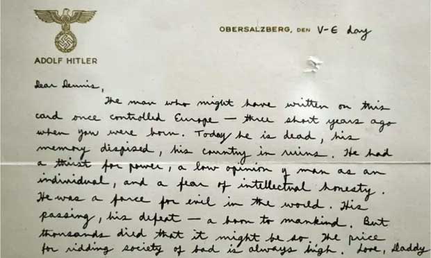 A copy of a letter written to the son of former CIA chief Richard Helms