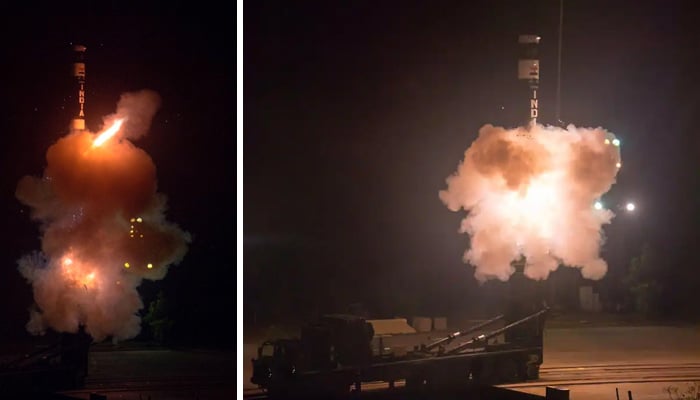 India's New Generation Ballistic Missile Agni Prime test-fired Photo courtesy of Indian Media