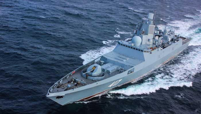 A Russian warship rescued 68 people in the Mediterranean Sea Russian warship Admiral Gorshkov, file photo