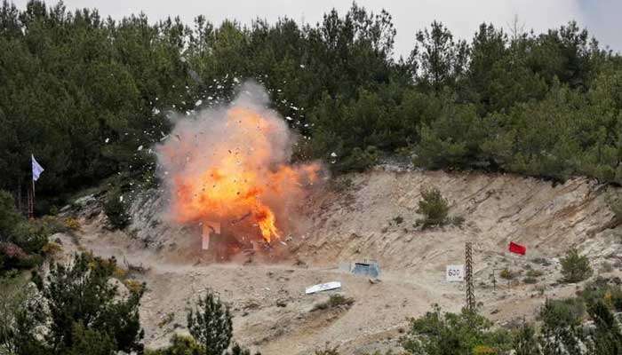 Hezbollah claims to have shot down an Israeli drone in Lebanon's airspace A scene from a Hezbollah armed exercise, file photo
