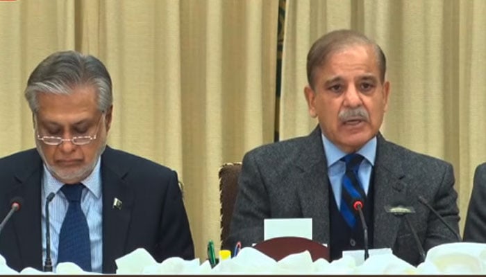 Prime Minister Shahbaz Sharif along with Finance Minister Ishaq Dar will hold a press conference today Prime Minister Shahbaz Sharif and Finance Minister Ishaq Dar—File photo