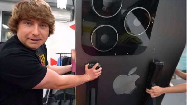 A YouTuber created an 8-foot long model of a fully functional iPhone