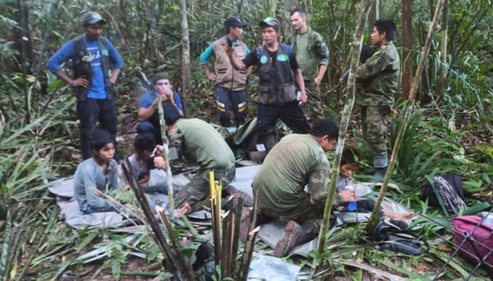 How did 4 children survive 40 days after a plane crashed in a dangerous forest?