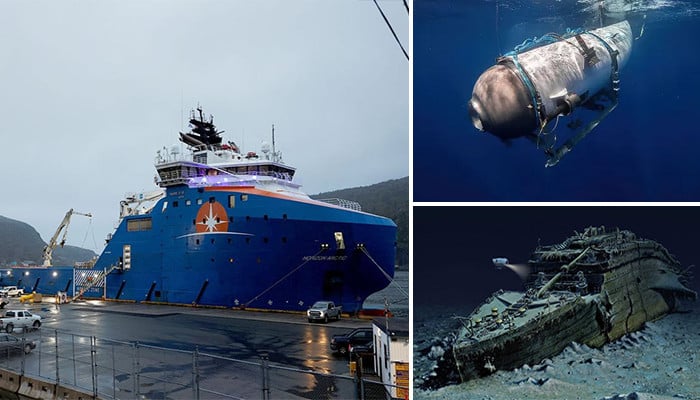 In a last-ditch effort to find the missing submarine, an American ship carrying heavy machinery arrives