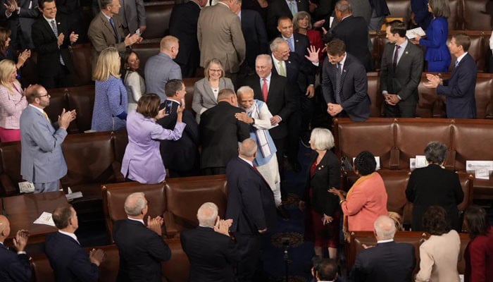 Modi's speech, boycott by 6 members of Democratic Party