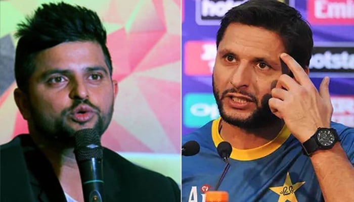 Shahid Afridi's practice at home with Suresh Raina's Deye Beat