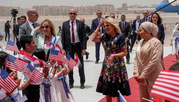 The American first lady arrived in Egypt, will meet with President Fatah al-Sisi