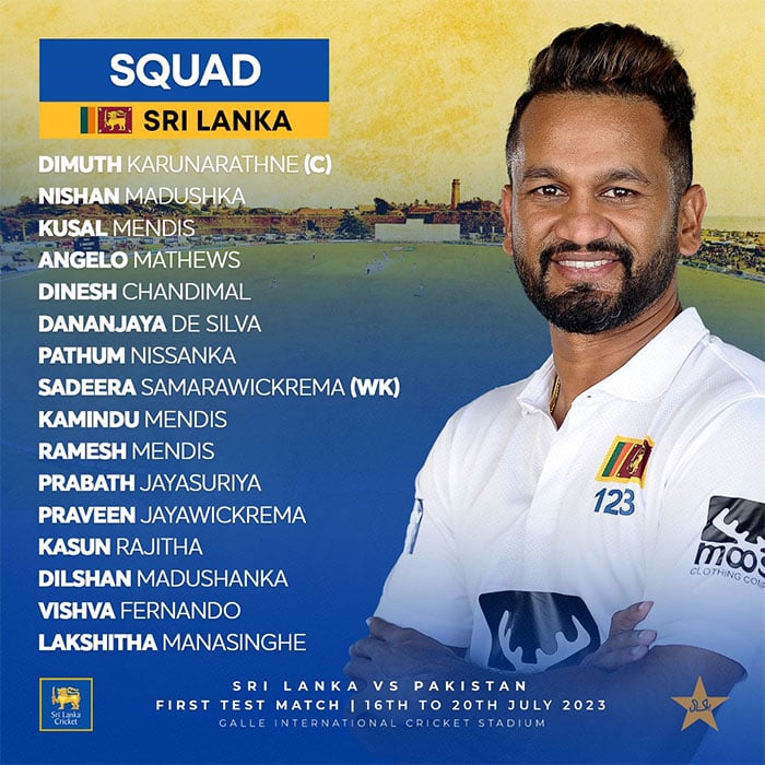 Test series against Pakistan, Sri Lankan squad announced