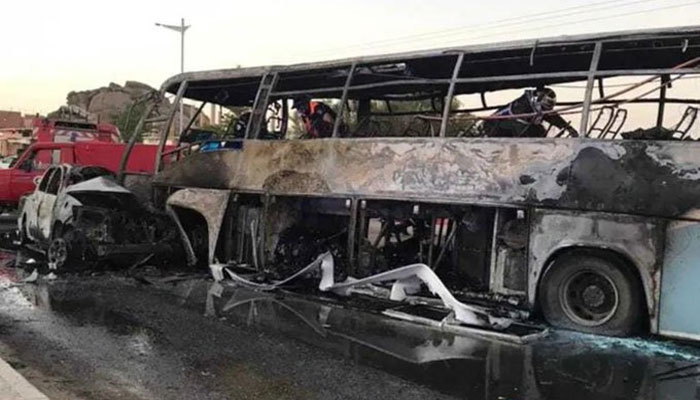 Passenger bus and pickup collide in Algeria, 35 dead Twitter photo.