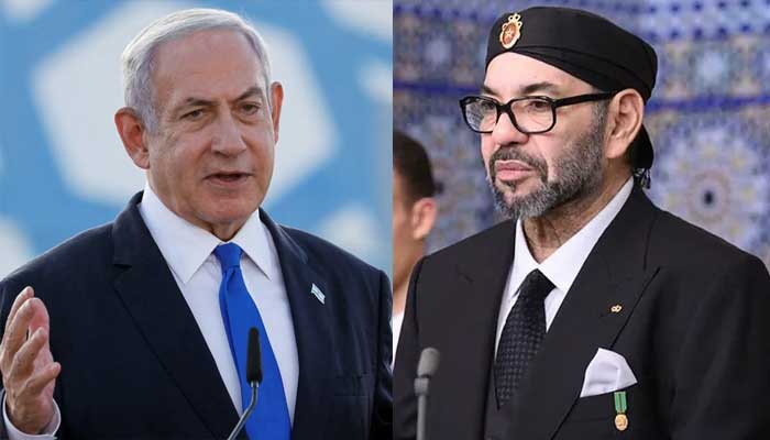 Right, King Mohammed VI of Morocco, left Israeli Prime Minister Netanyahu