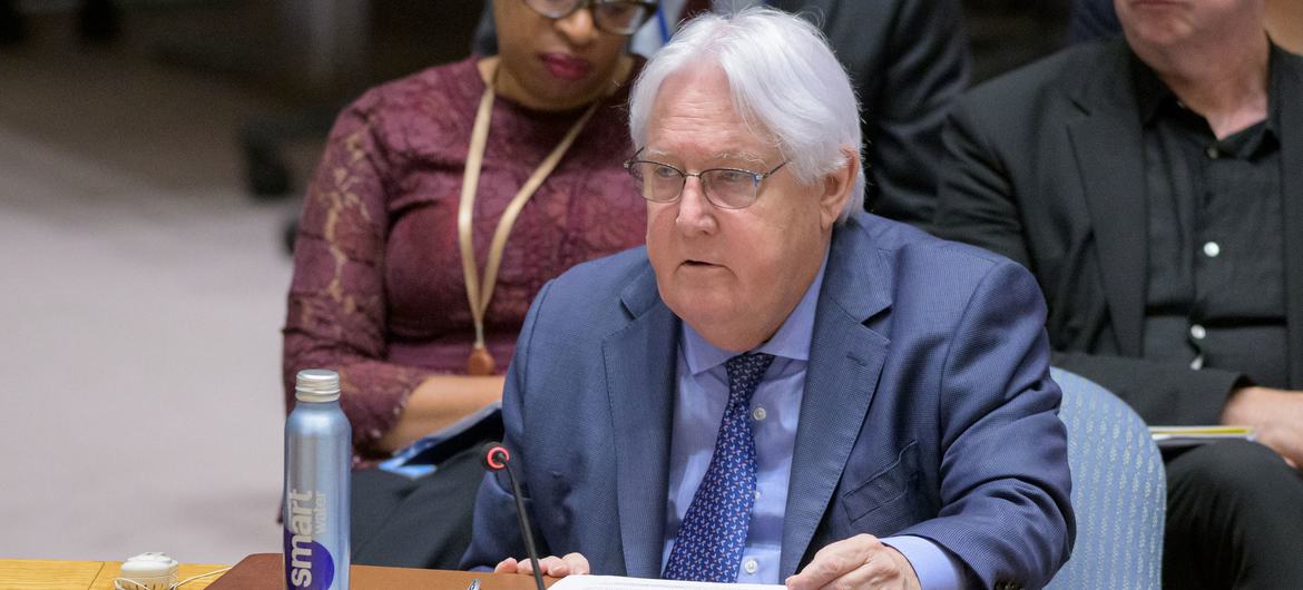 Martin Griffiths, Under-Secretary-General for Humanitarian Affairs and Emergency Relief Coordinator, briefs the Security Council meeting on maintenance of peace and security of Ukraine. Martin Griffiths, Under-Secretary-General for Humanitarian Affairs and Emergency Relief Coordinator, briefs the Security Council meeting on maintenance of peace and security of Ukraine.