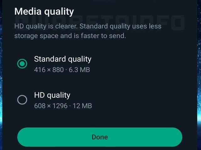 WhatsApp has introduced HD video sending facility which is highlighted in the screenshot.  Photo: File 